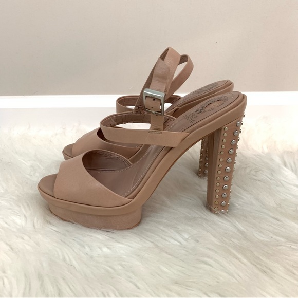 Vince Camuto Cairo Ankle Strap Studded Nude Platform Heels - Picture 7 of 11